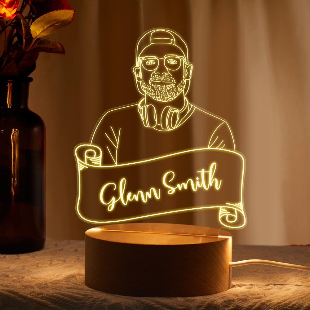 Custom Night Light 3D Portrait Photo Lamp Led for Bedroom Gift for Him - soufeelau