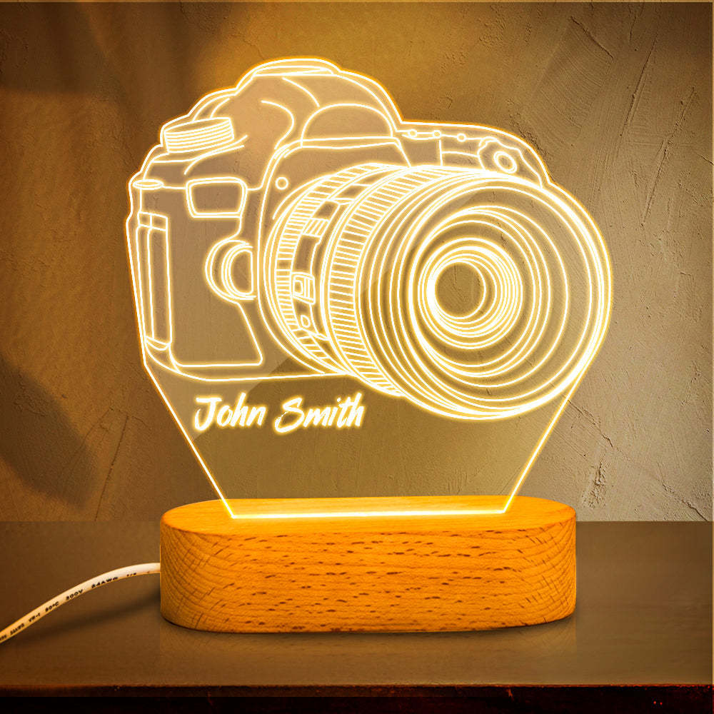 Custom Name Night Light Camera Acrylic Led Lamp Photographer Gift 3D Illusion Lamp - soufeelau