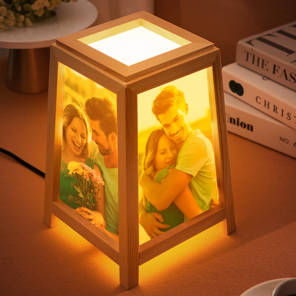 Custom Photo Night Light Four-sided Lamp Wooden Home Gifts - soufeelau
