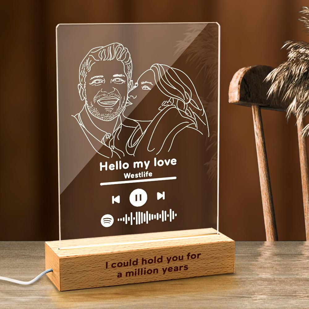 Scannable Spotify Code Photo Frame Acrylic Music Plaque Photo Night Light Unique Gift - soufeelau