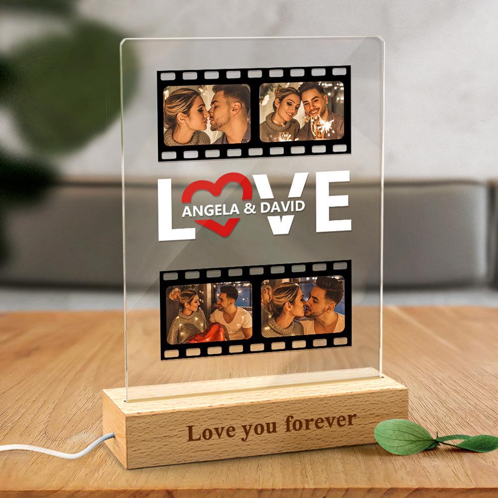 Custom Night Light Film Photo Acrylic Lights Plaque Lamp Couple Gift - soufeelau