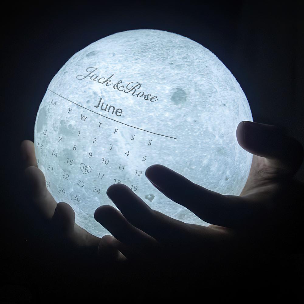 Custom Photo Moon Lamp Name 3d Light Date Anniversary Engraved Moon Lamp - Touch Two Colors 10cm-20cm Couple Gift - soufeelau