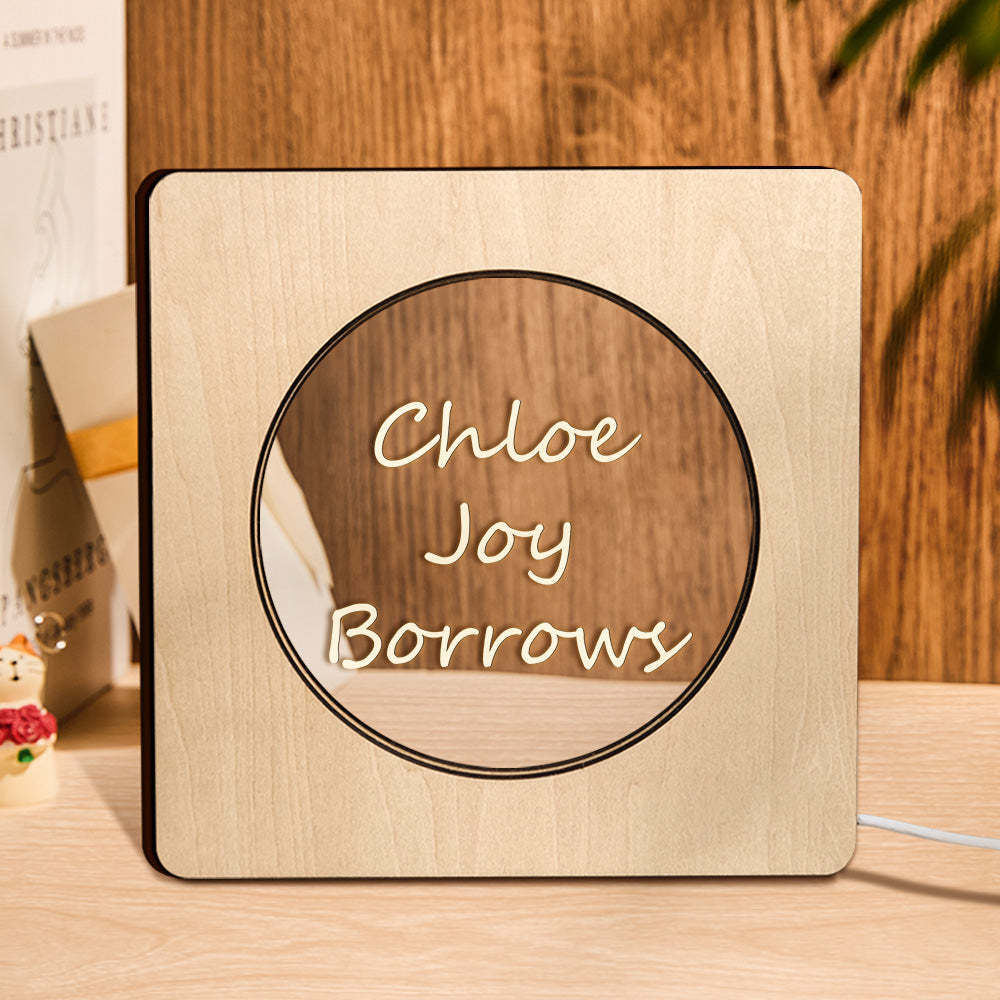 Custom Engraved Night Light Personalized Wooden Frame Lamp Gift for Lover - soufeelau