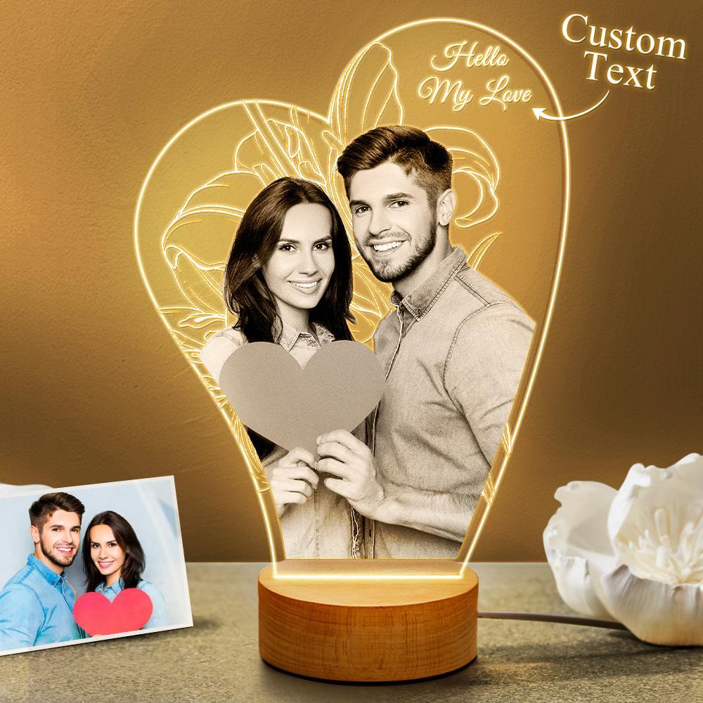 Custom 3D Photo Lamp Led for Lover With Engraved Words Gift For Valentine's Day - soufeelau