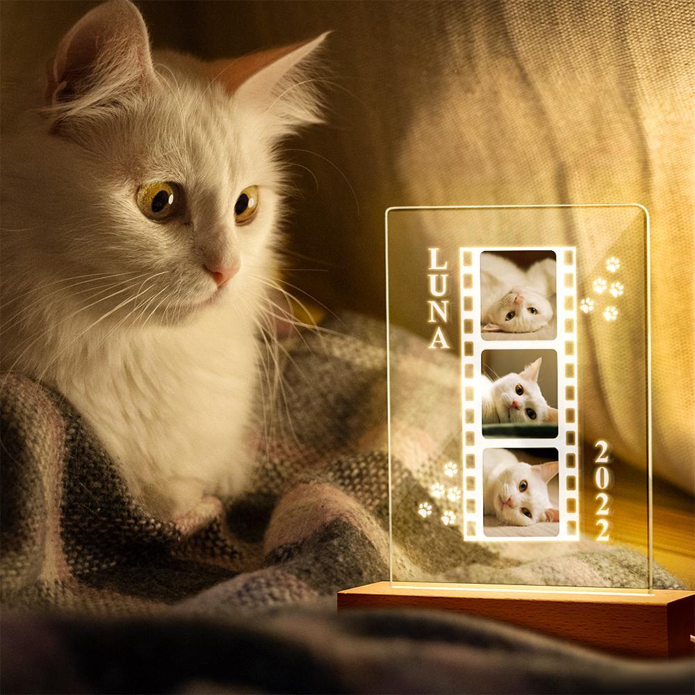 Custom Cat Photo Lamp as Cat Lover Gift Personalized Gift Photo Pet Portrait Bedside Lamp - soufeelau
