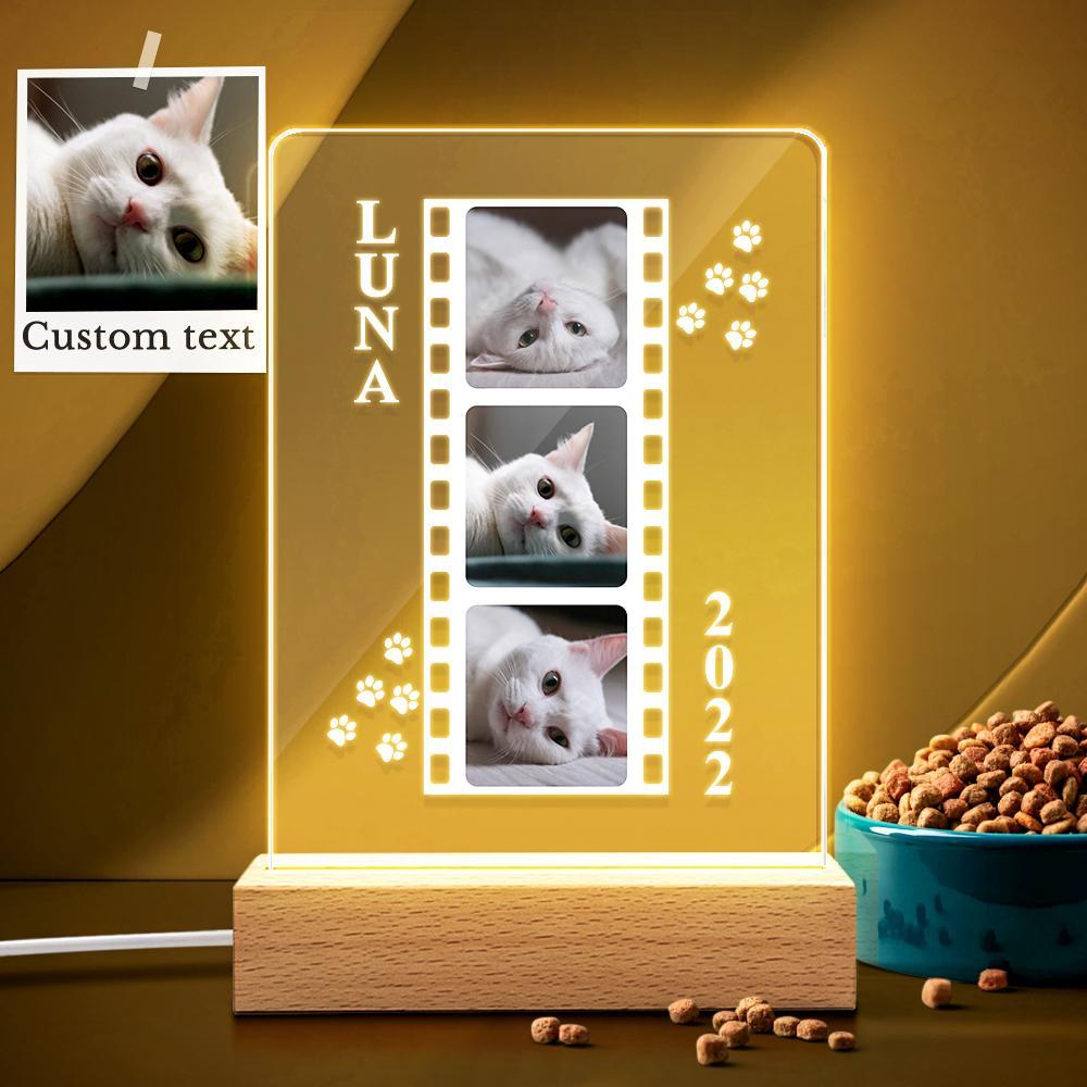 Custom Cat Photo Lamp as Cat Lover Gift Personalized Gift Photo Pet Portrait Bedside Lamp - soufeelau