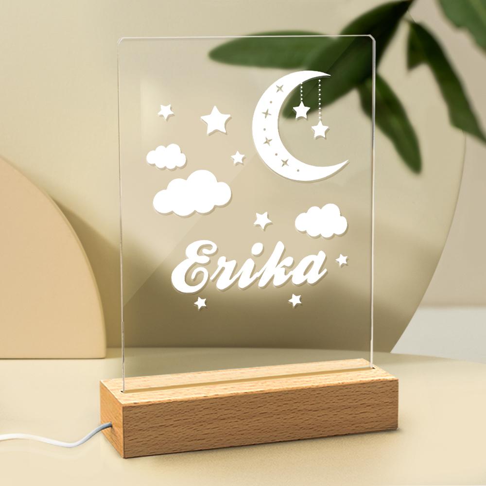 Custom Night Light Table Lamp For Kids Stars Moon And Clouds - soufeelau