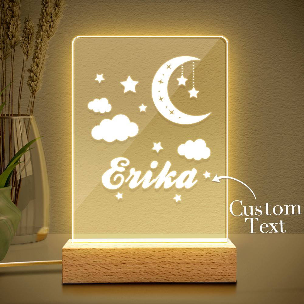 Custom Night Light Table Lamp For Kids Stars Moon And Clouds - soufeelau