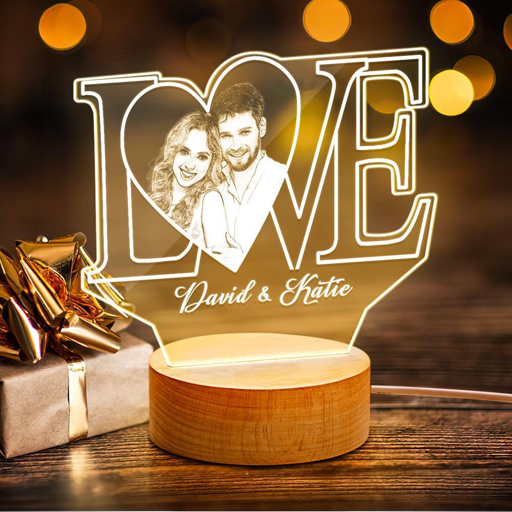LOVE 3D Night Light with Text & Photo Special Gift for Couples - soufeelau