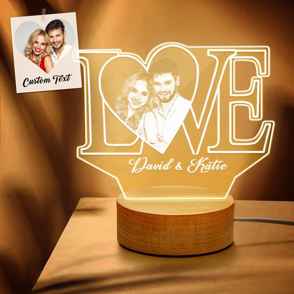 LOVE 3D Night Light with Text & Photo Special Gift for Couples - soufeelau