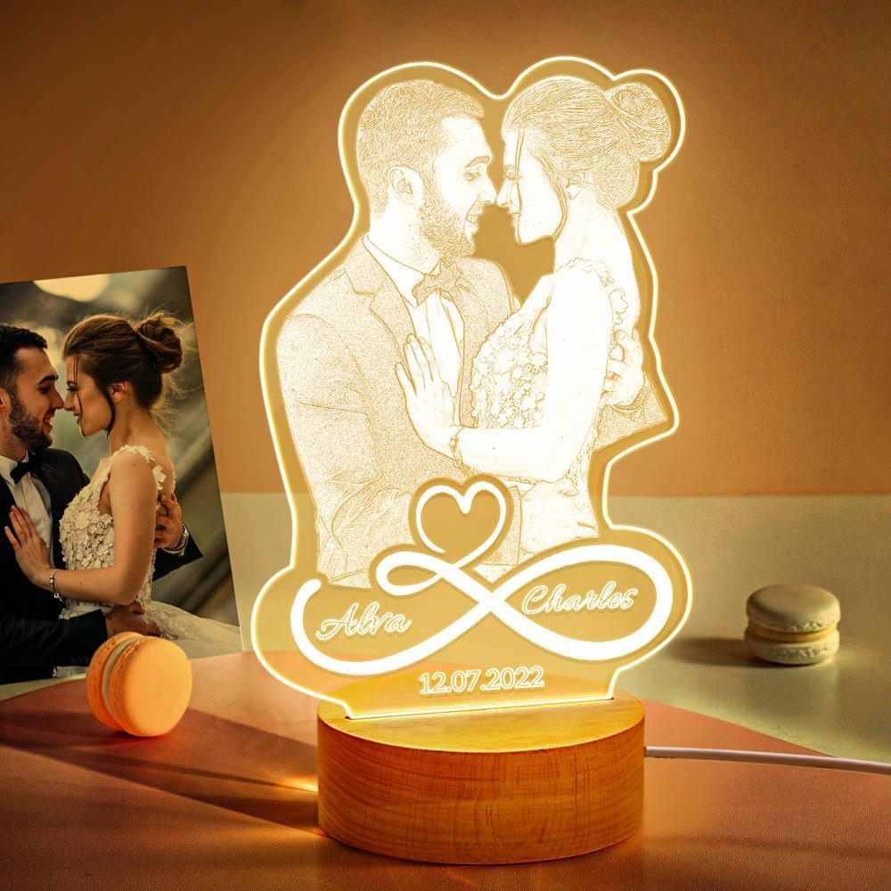 Personalized Infinity Symbol Photo Night Light, Personalized Night Light Gift for Lovers - soufeelau