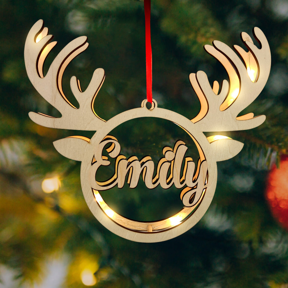 Custom Christmas Elk Night Light Personalized Engraved Name Home Decor Lamp - soufeelau