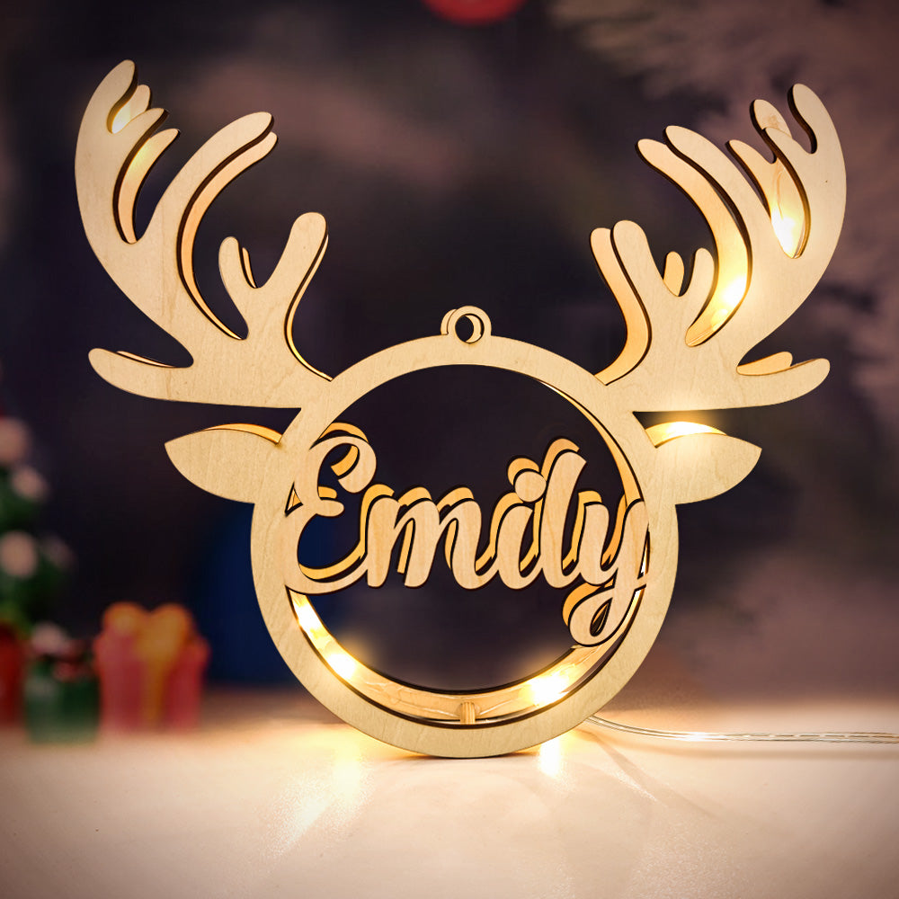 Custom Christmas Elk Night Light Personalized Engraved Name Home Decor Lamp - soufeelau