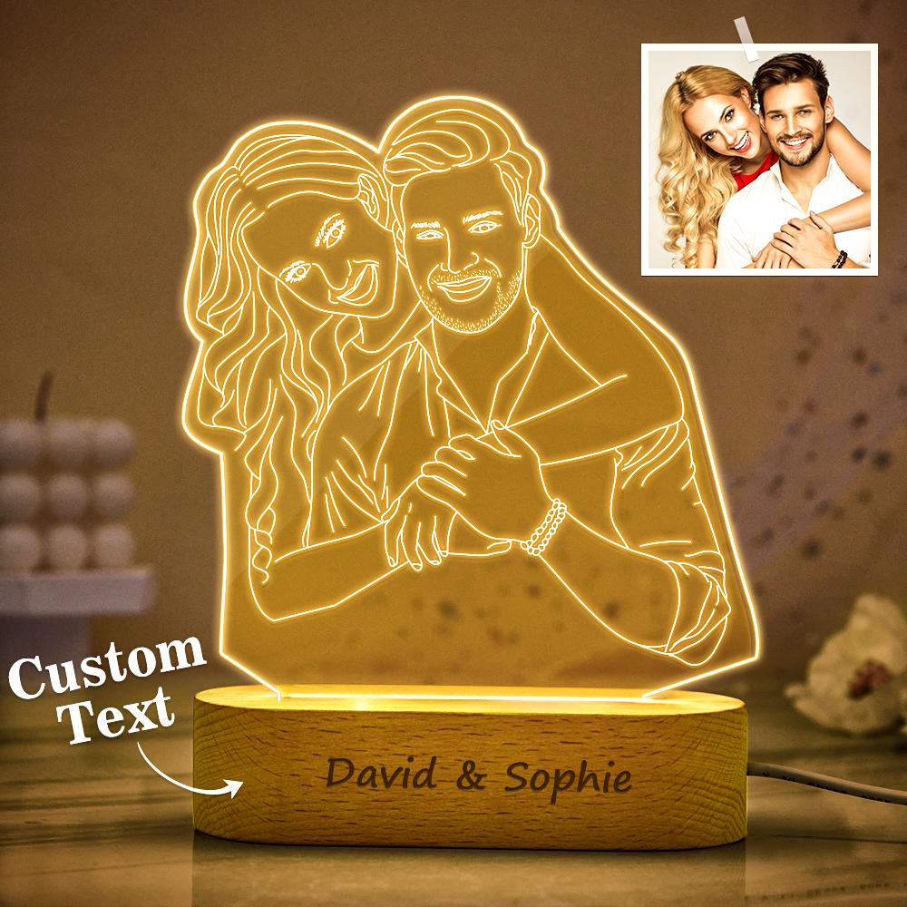 Custom 3D Photo Lamp Line Art Photo Lamp Engraving Night Light Unique Gift for Mom - soufeelau