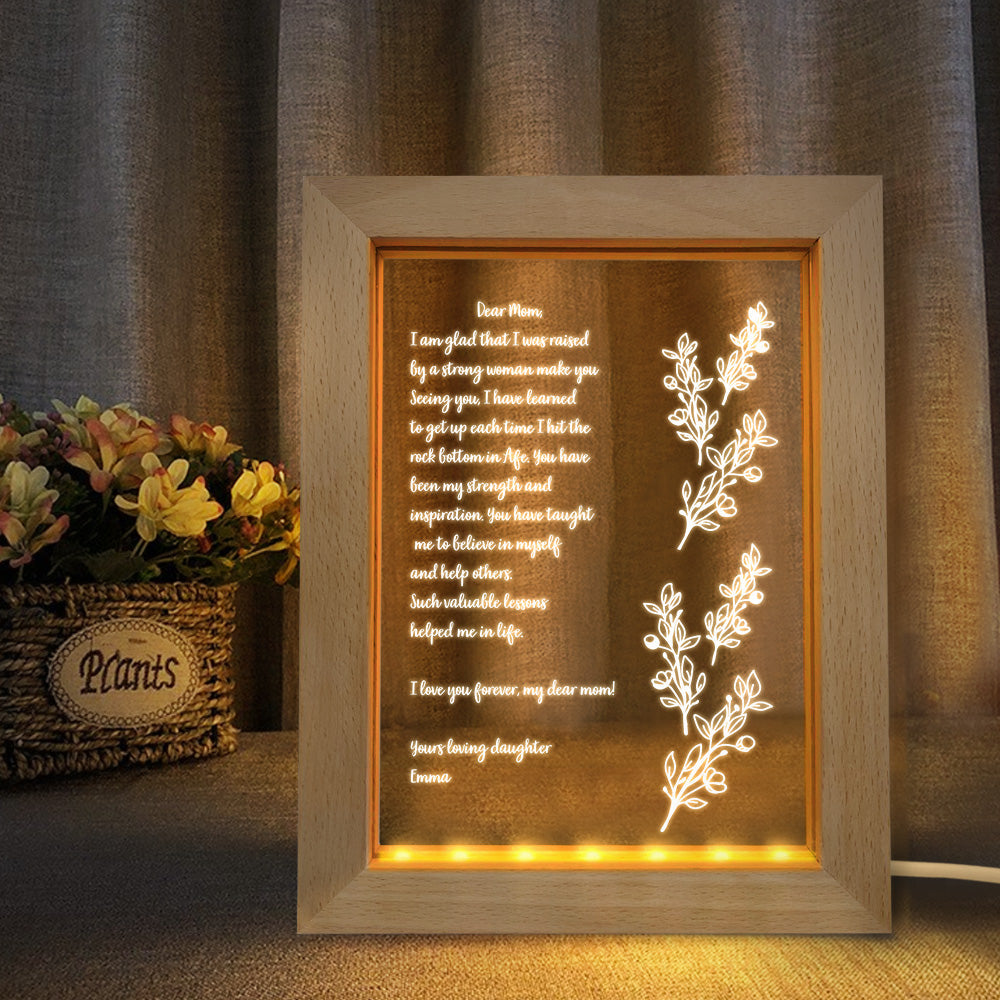 Personalized Hand-Written Letter Night Light Custom Wooden Frame Lamp for Mother's Day Gift - soufeelau