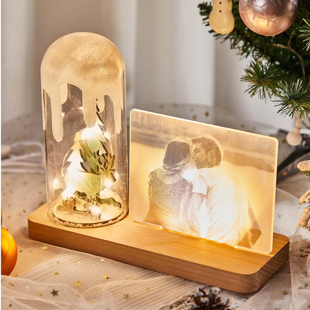 Custom Acrylic Photo Night Light Christmas Tree Glass Dome Lamp for Festival - soufeelau