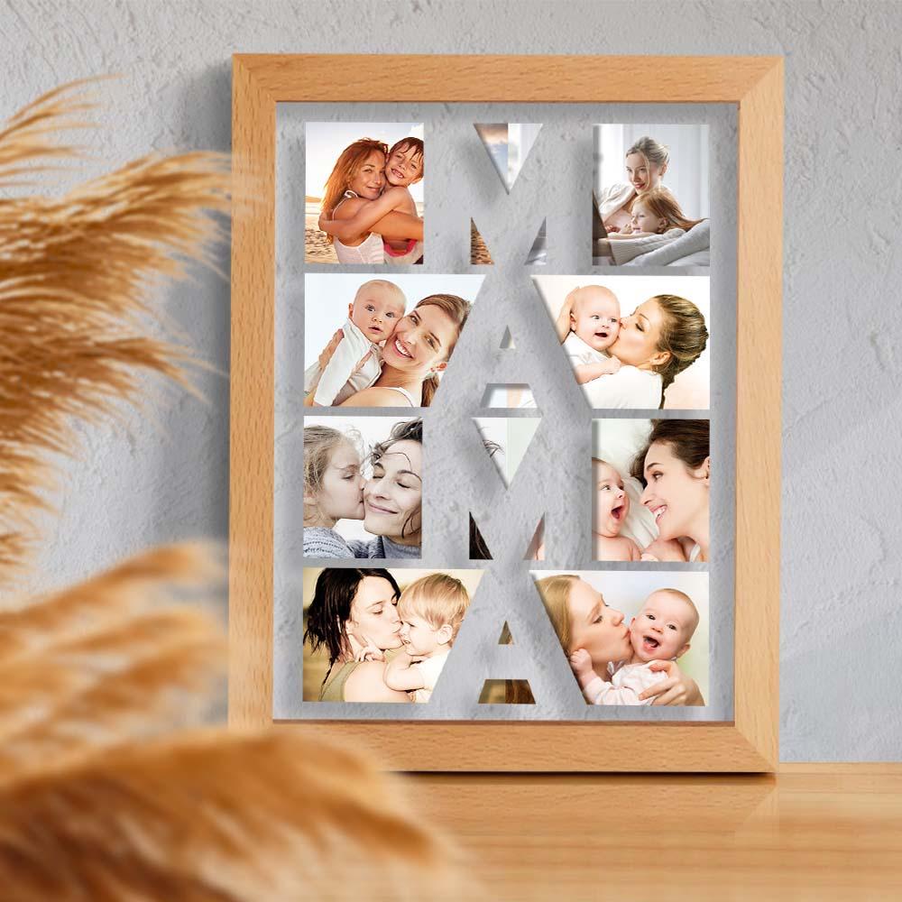 Custom Photo Night Light Wooden Frame Night Light Gift for Mom - soufeelau