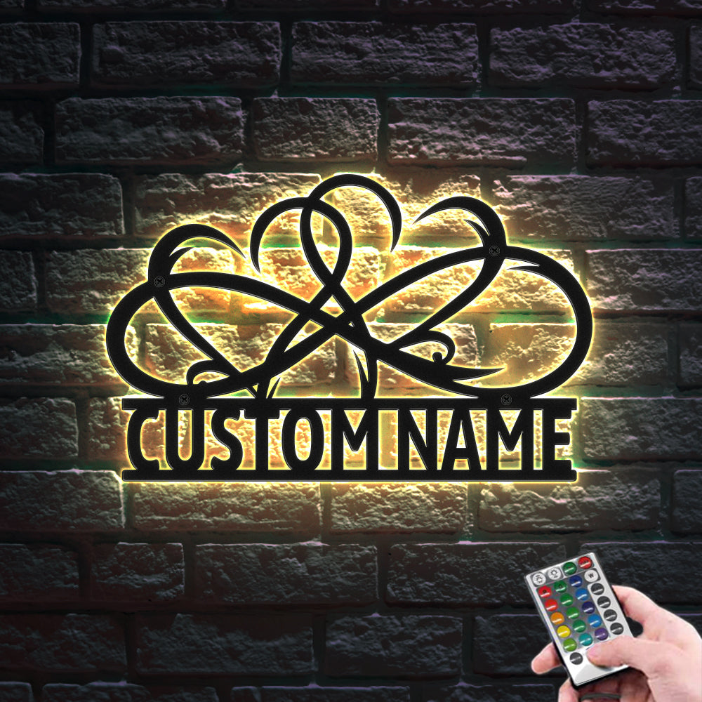 Custom Infinity Heart Signs Metal Wall Art LED Lights Home Decor Gift for Wedding - soufeelau