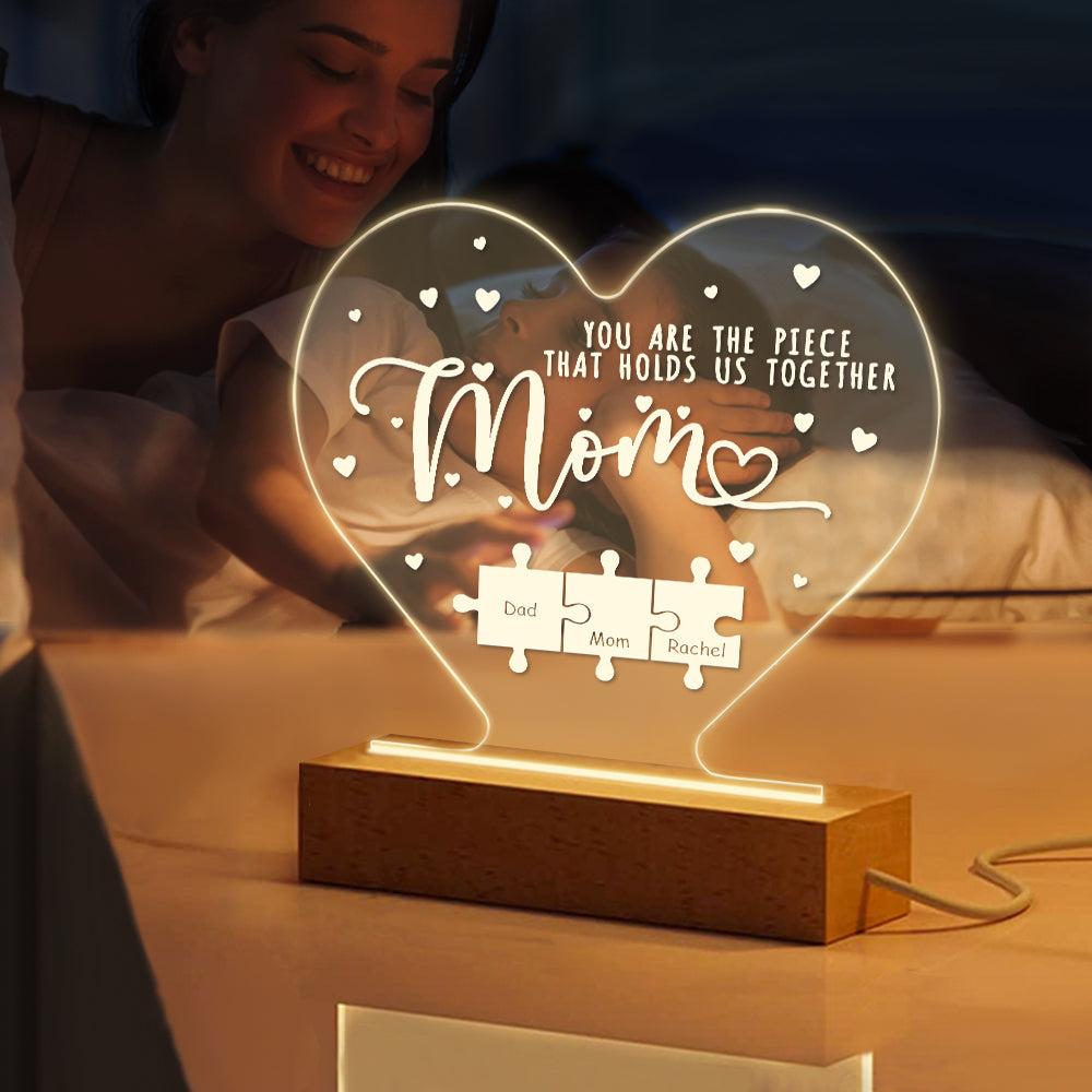 Personalized Mom You Are the Piece that Holds Us Together Acrylic Night Light Gift for Mom - soufeelau