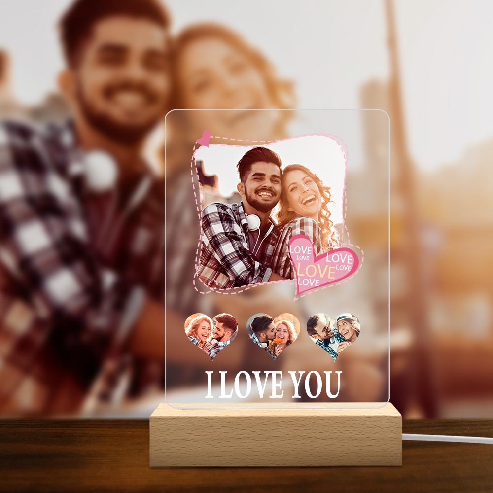 Custom Photo Night Light Engraved Love Lamp for Couple Gift - soufeelau