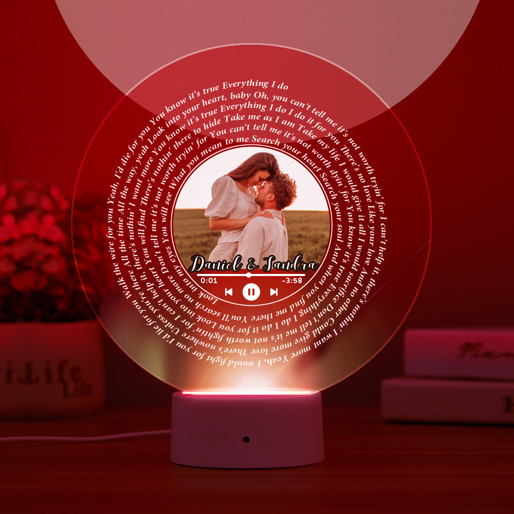 Custom Vinyl Record Shape Night Light Home Decor Seven Colors Illusion Color Changing Lyrics Night Light Gift - soufeelau