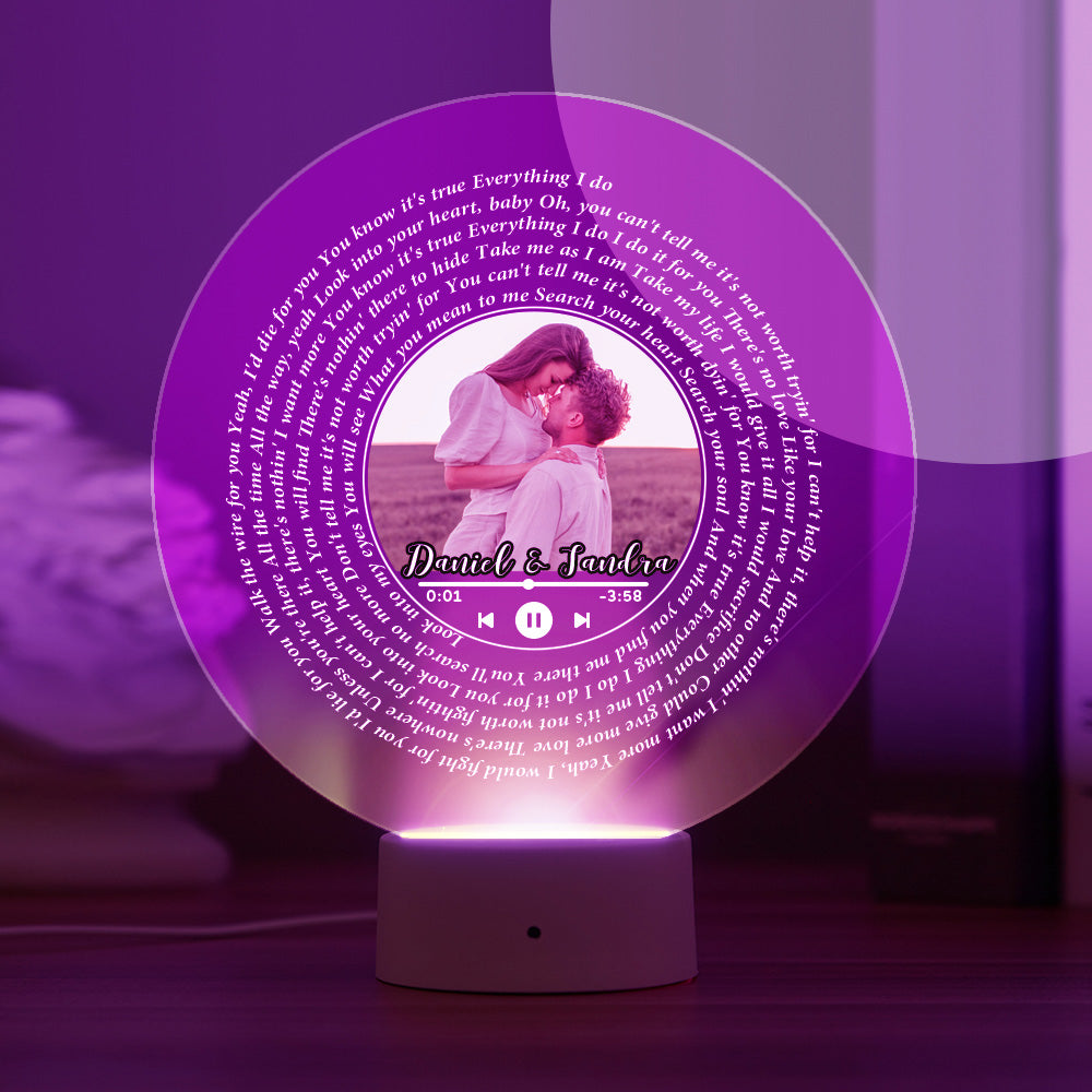 Custom Vinyl Record Shape Night Light Home Decor Seven Colors Illusion Color Changing Lyrics Night Light Gift - soufeelau