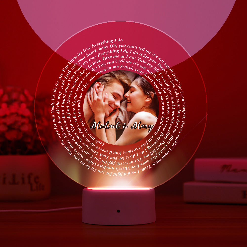 Custom Vinyl Record Shape Led Night Light Home Decor Seven Colors Illusion Color Changing Lyrics Night Light Gift - soufeelau