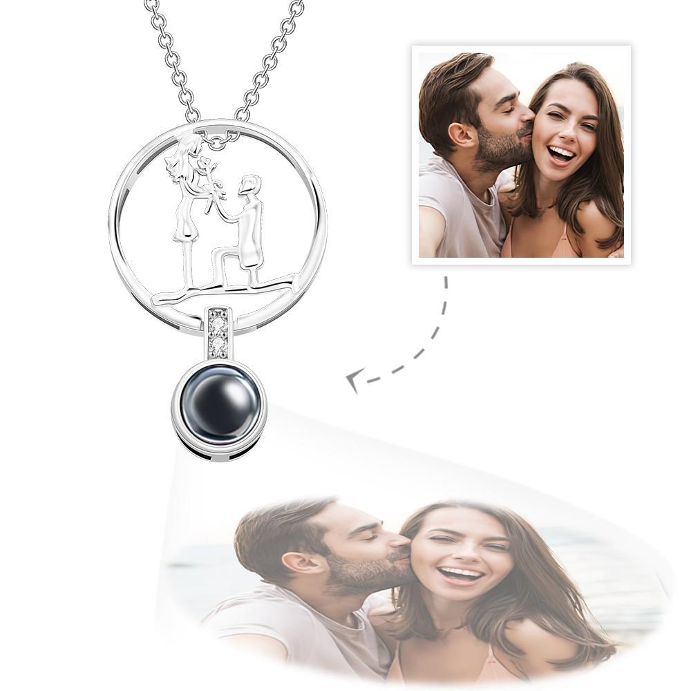 Personalized Photo Projection Necklace S925 Silver Pendant Romantic Gift For Proposal - soufeelau