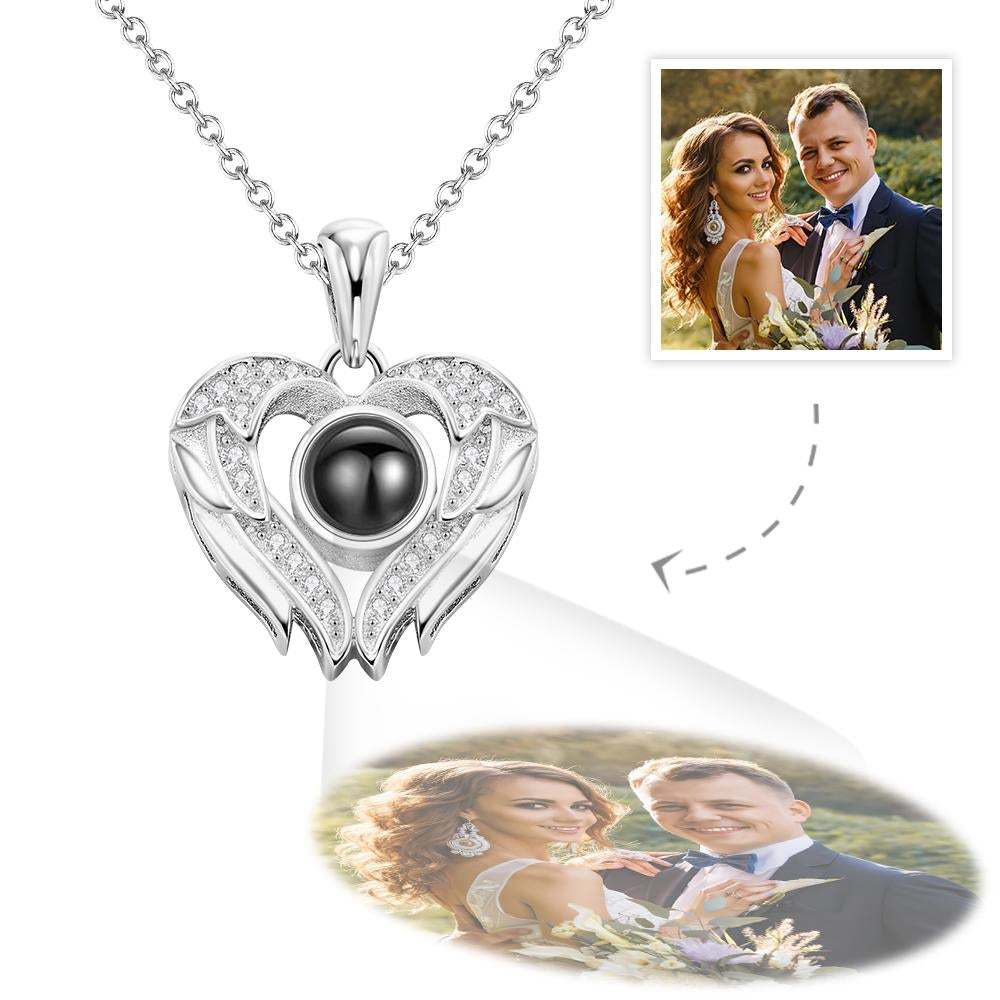 Custom Photo Projection Necklace Personalized Angel Wings Photo Necklace Unique Gifts - soufeelau
