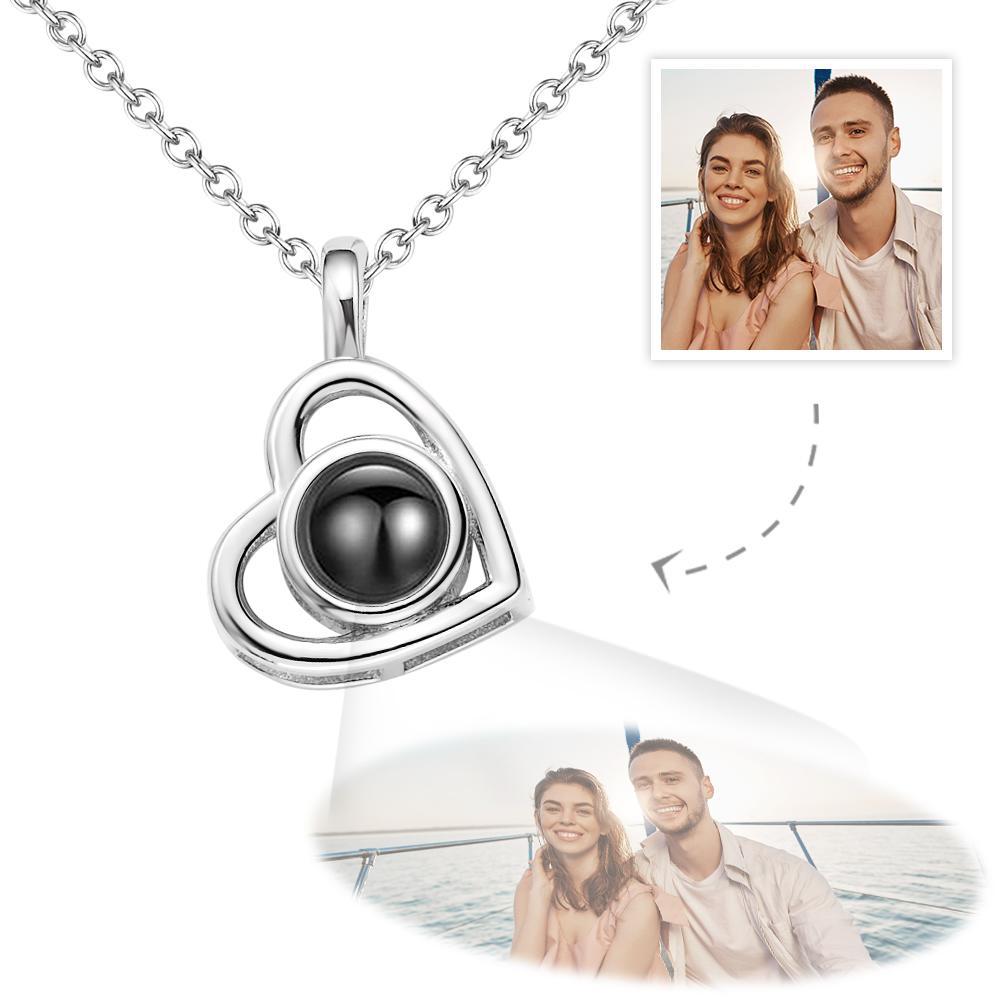 Custom Photo Necklace Projection Heart-shaped Hollow Couple Theme Gifts - soufeelau