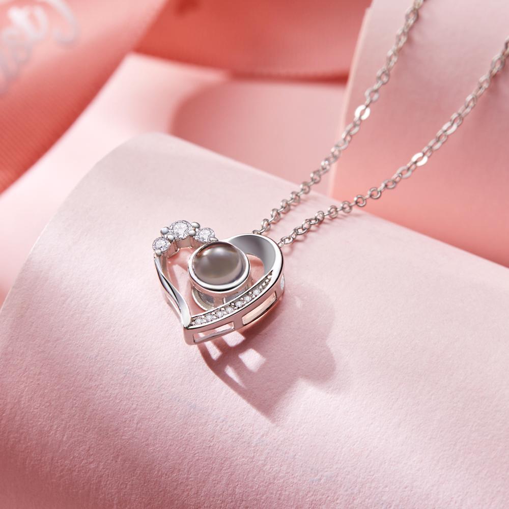 Custom Photo Projection Necklace Heart Exquisite Gifts - soufeelau