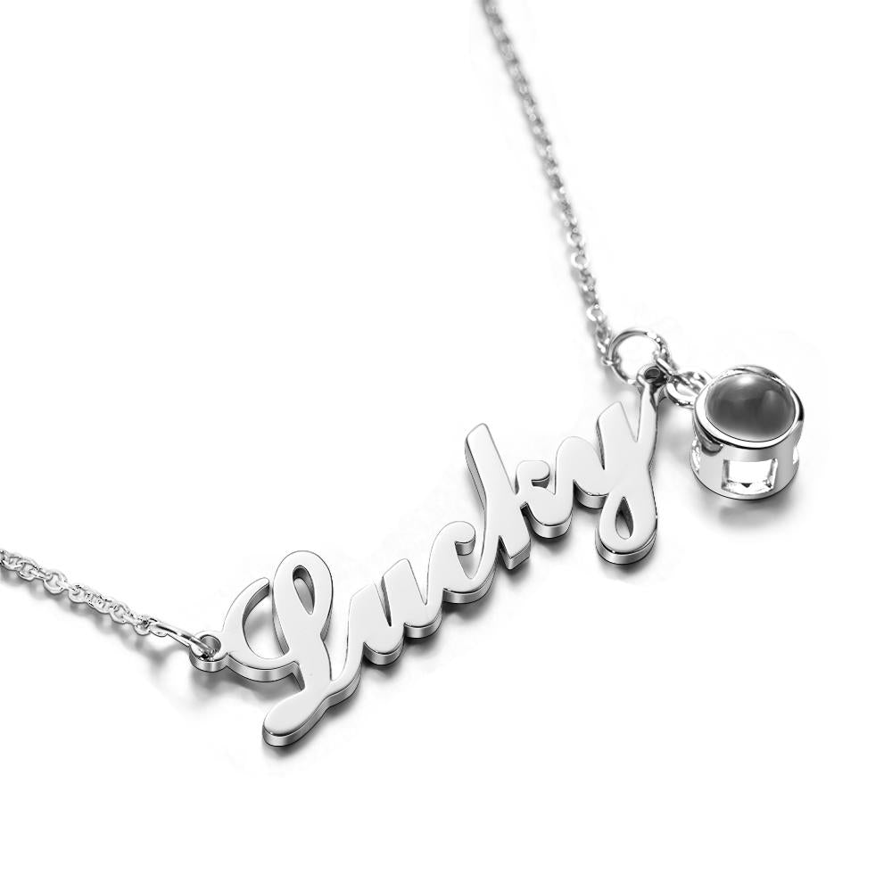Custom Signature Lucky Name And Picture Projection Necklace Great Gift - soufeelau