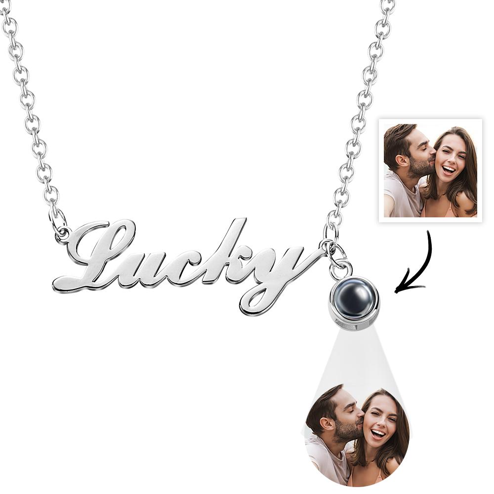 Custom Signature Lucky Name And Picture Projection Necklace Great Gift - soufeelau