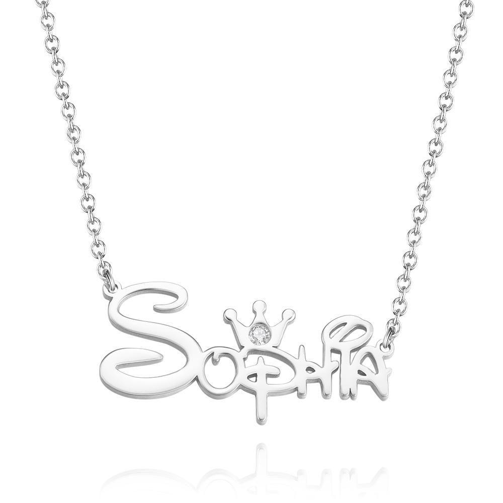 Name Necklace Princess Necklace with Crown Memorial Gifts Rose Gold Plated