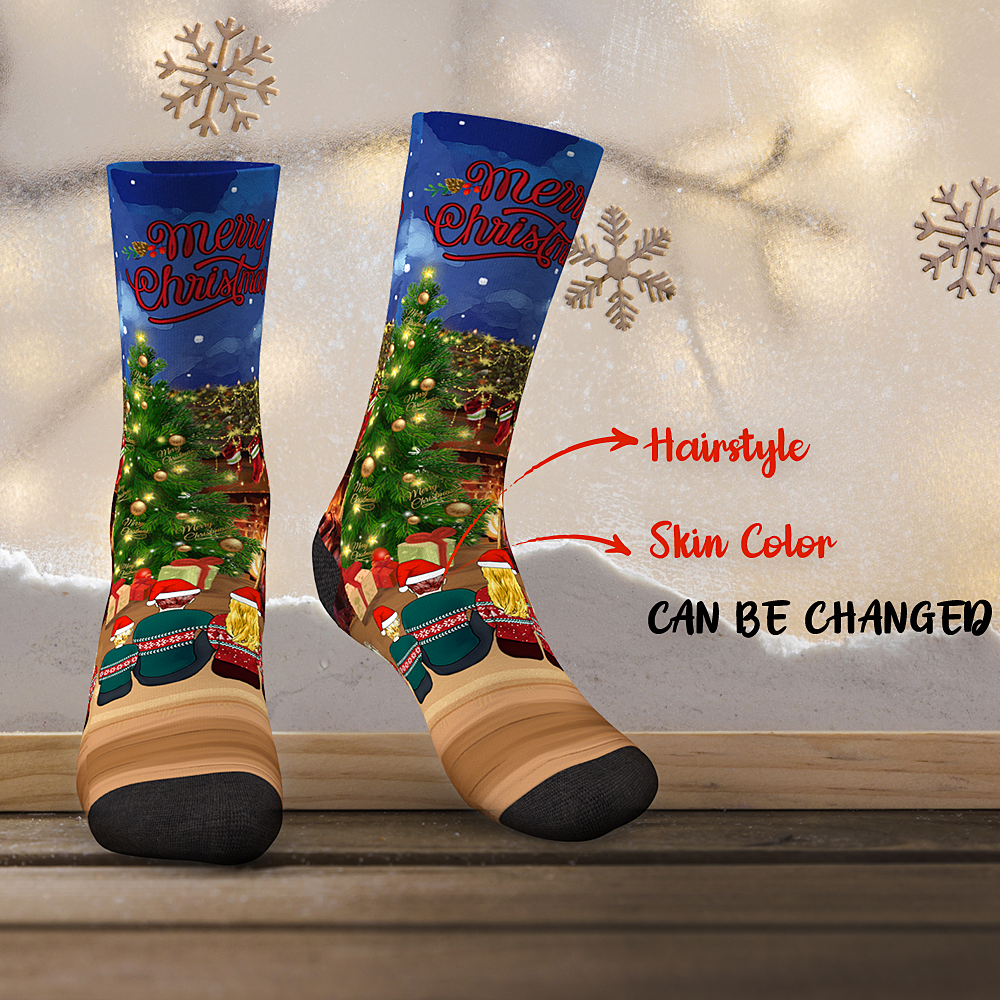 Christmas Family Cartoon Personalized Socks
