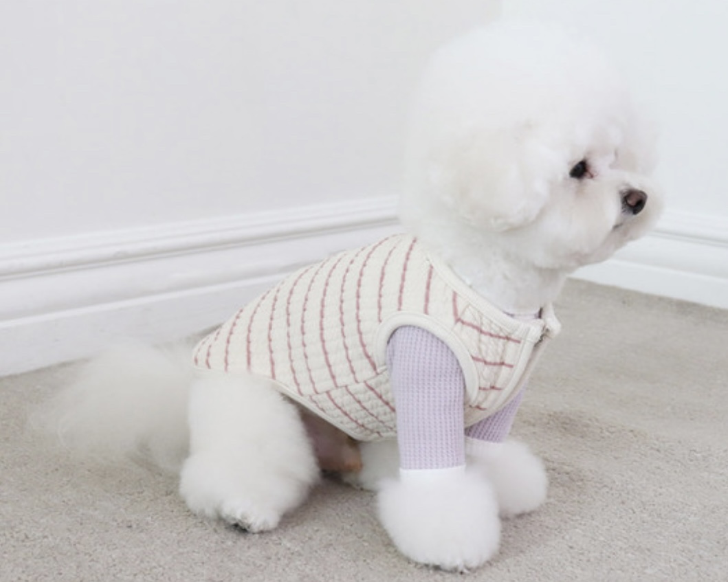 Chiot Bebe Cream Quilted Zip-Up Vest (Pink)