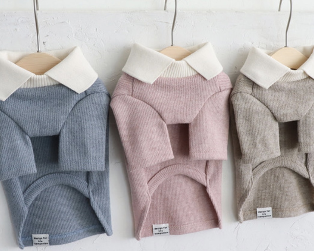 Chiot Blanc Knit Collar T-Shirt (Pink)