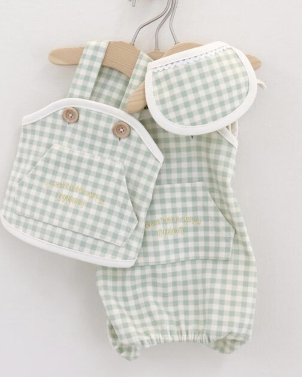 Chiot Together Check Crop Top Overall (Mint)