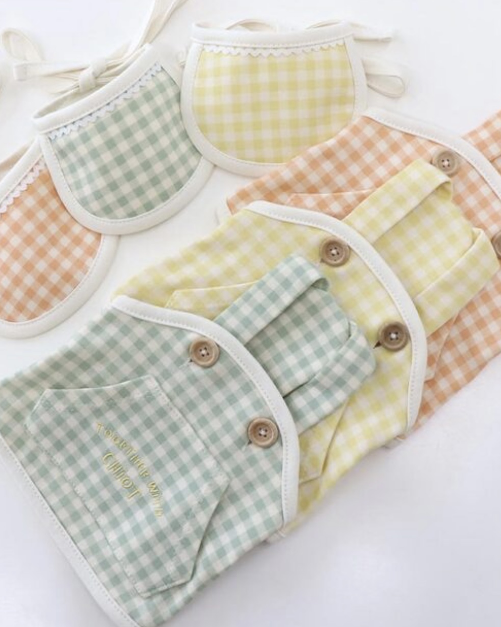 Chiot Together Check Crop Top Overall (Yellow)