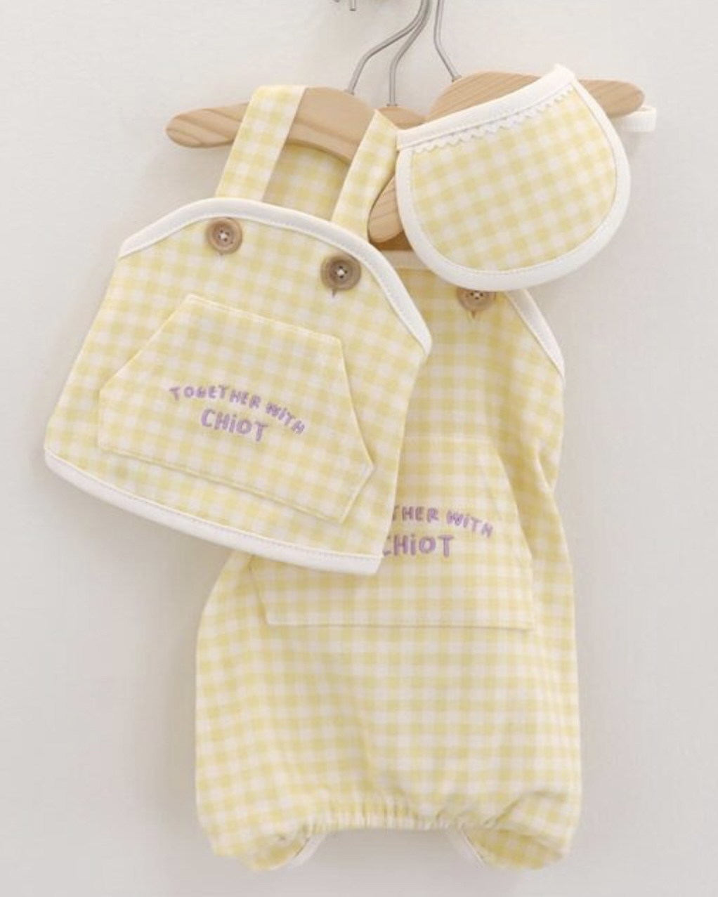 Chiot Together Check Crop Top Overall (Yellow)