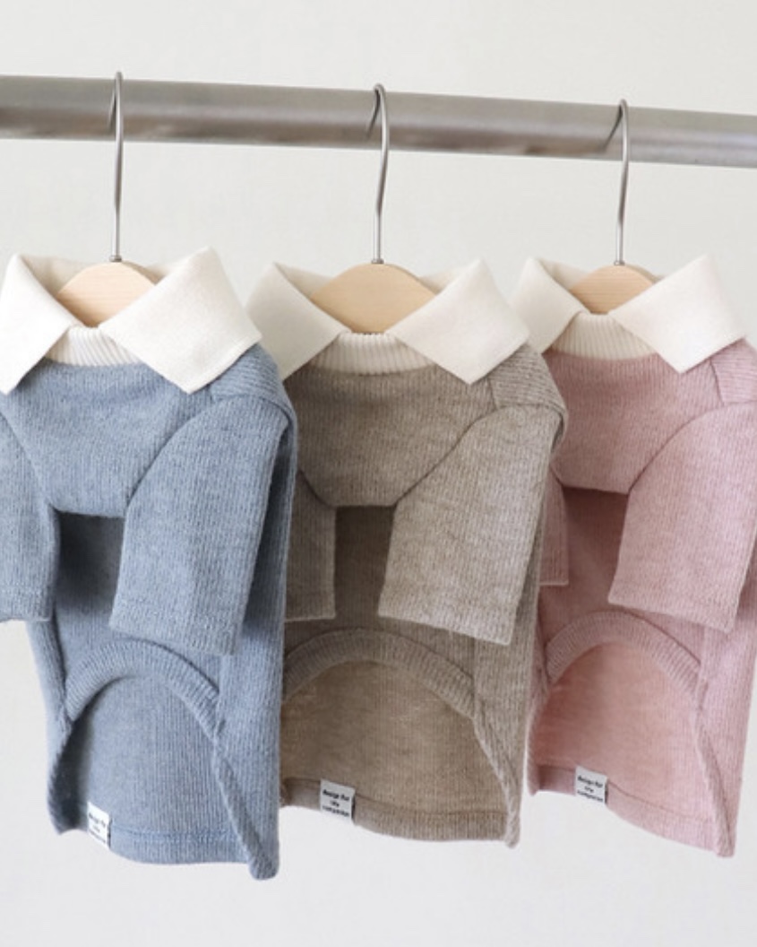 Chiot Blanc Knit Collar T-Shirt (Pink)