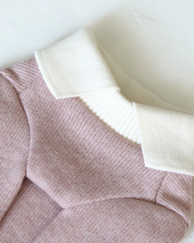 Chiot Blanc Knit Collar T-Shirt (Pink)