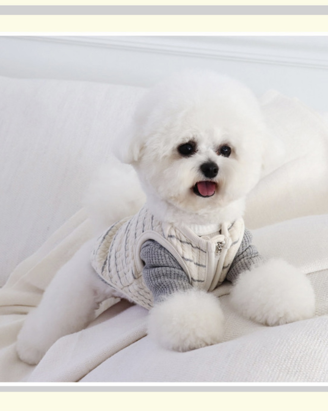 Chiot Bebe Cream Quilted Zip-Up Vest (Grey)