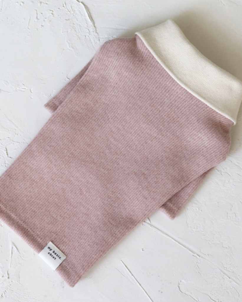 Chiot Blanc Knit Collar T-Shirt (Pink)