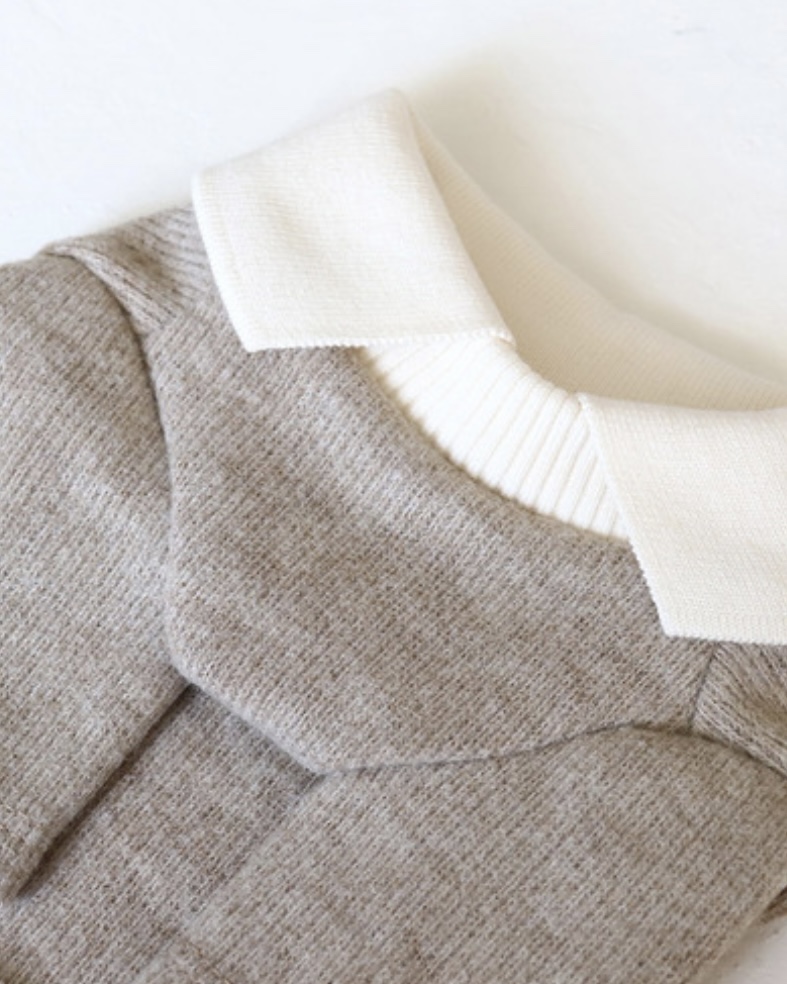 Chiot Blanc Knit Collar T-Shirt (Beige)