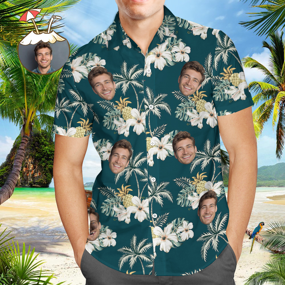 Custom Photo Funky Vintage Hawaiian Shirt Casual Button-Down Short Sleeve Unisex
