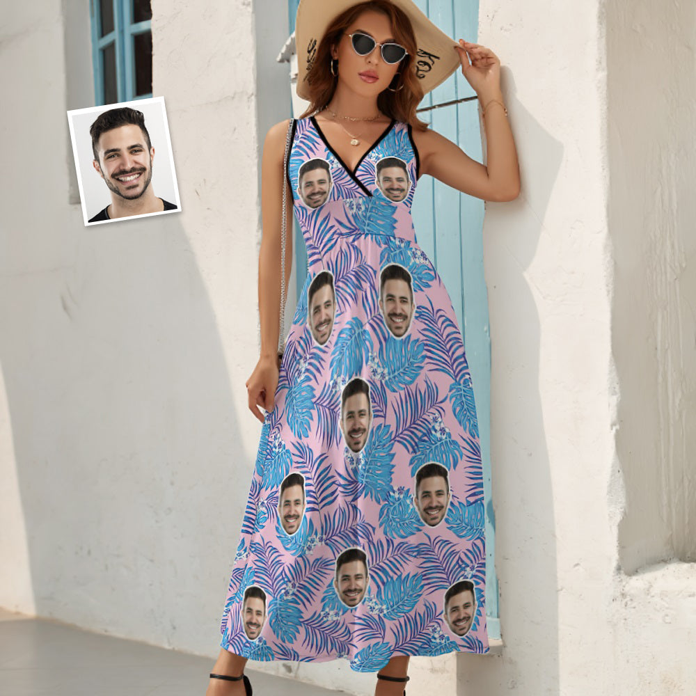 Custom Face Dress Summer Chic Exquisite Hawaiian Leafy Patterns Gift for Her - MyHawaiianShirtsAU