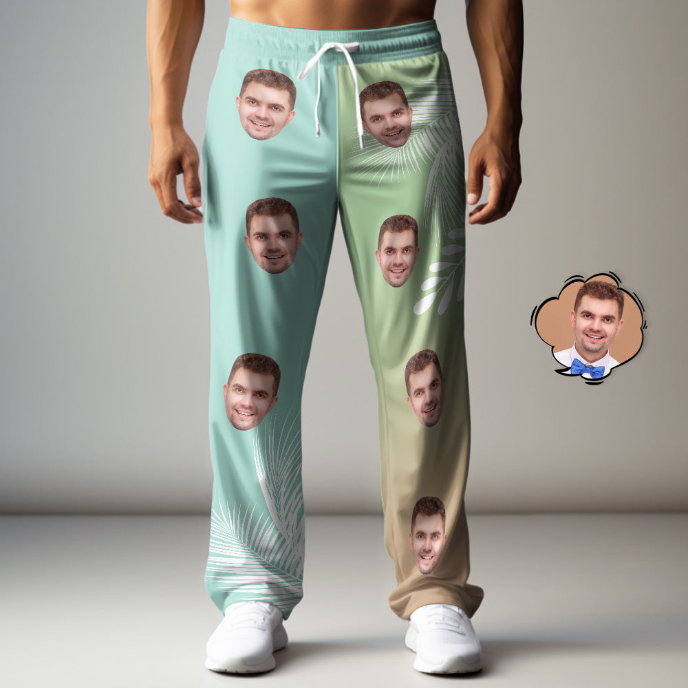 Custom Face Sweatpants Gradient Hawaiian Personalised Casual Golf Pants for Him - MyHawaiianShirtsAU