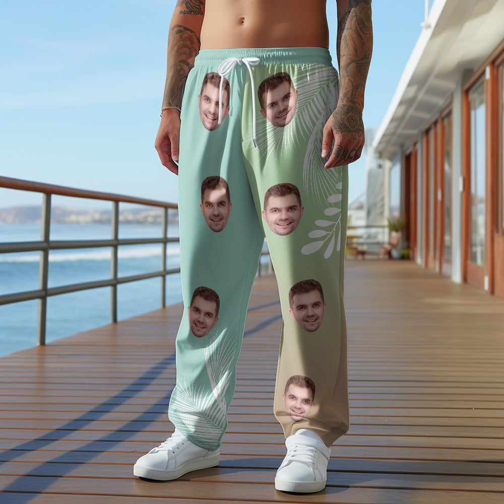 Custom Face Sweatpants Gradient Hawaiian Personalised Casual Golf Pants for Him