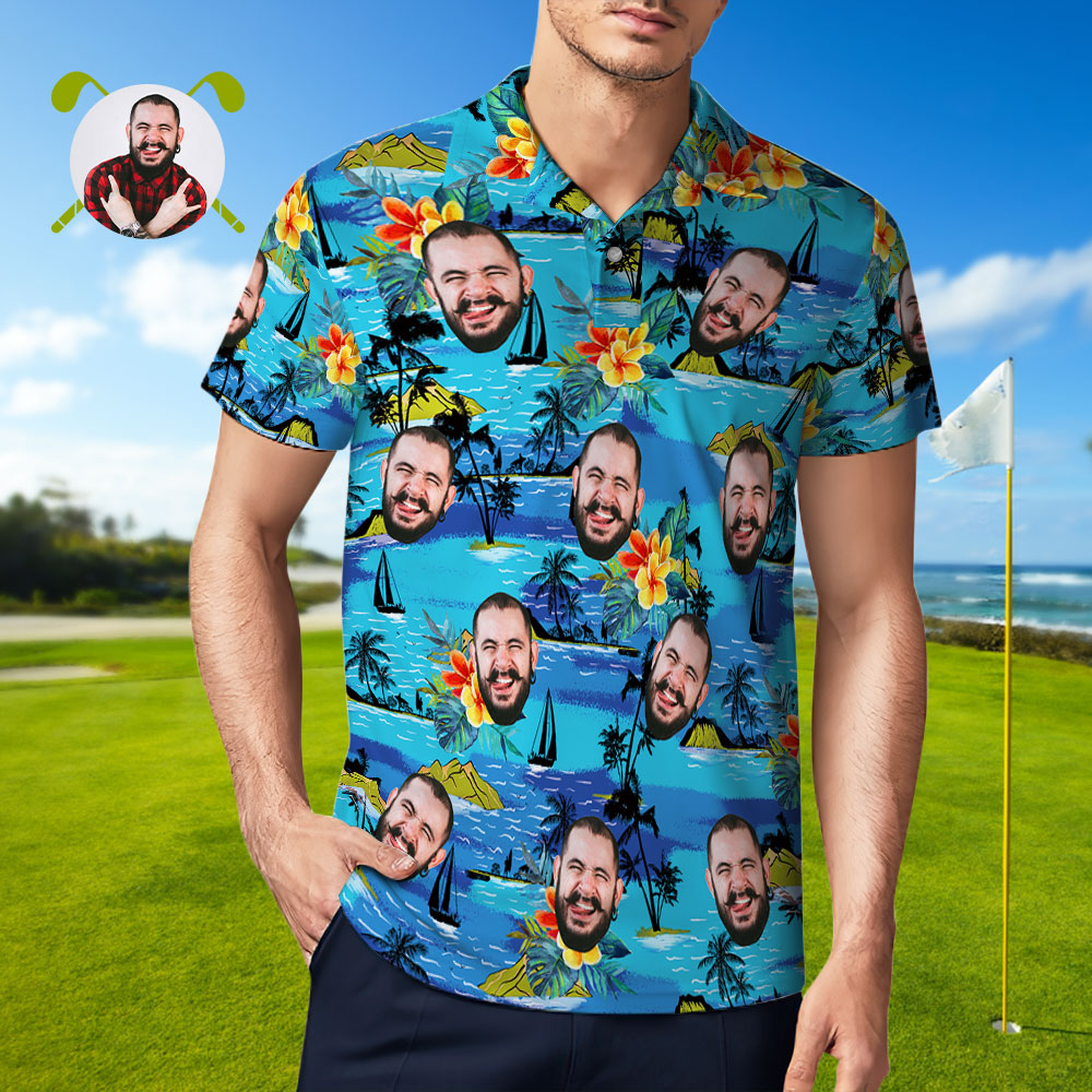 Vice City Men's Custom Face POLO Shirt Personalised Golf Shirts For Him Gang Style - MyHawaiianShirtsAU